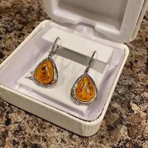 Amber & Sterling Silver Earrings